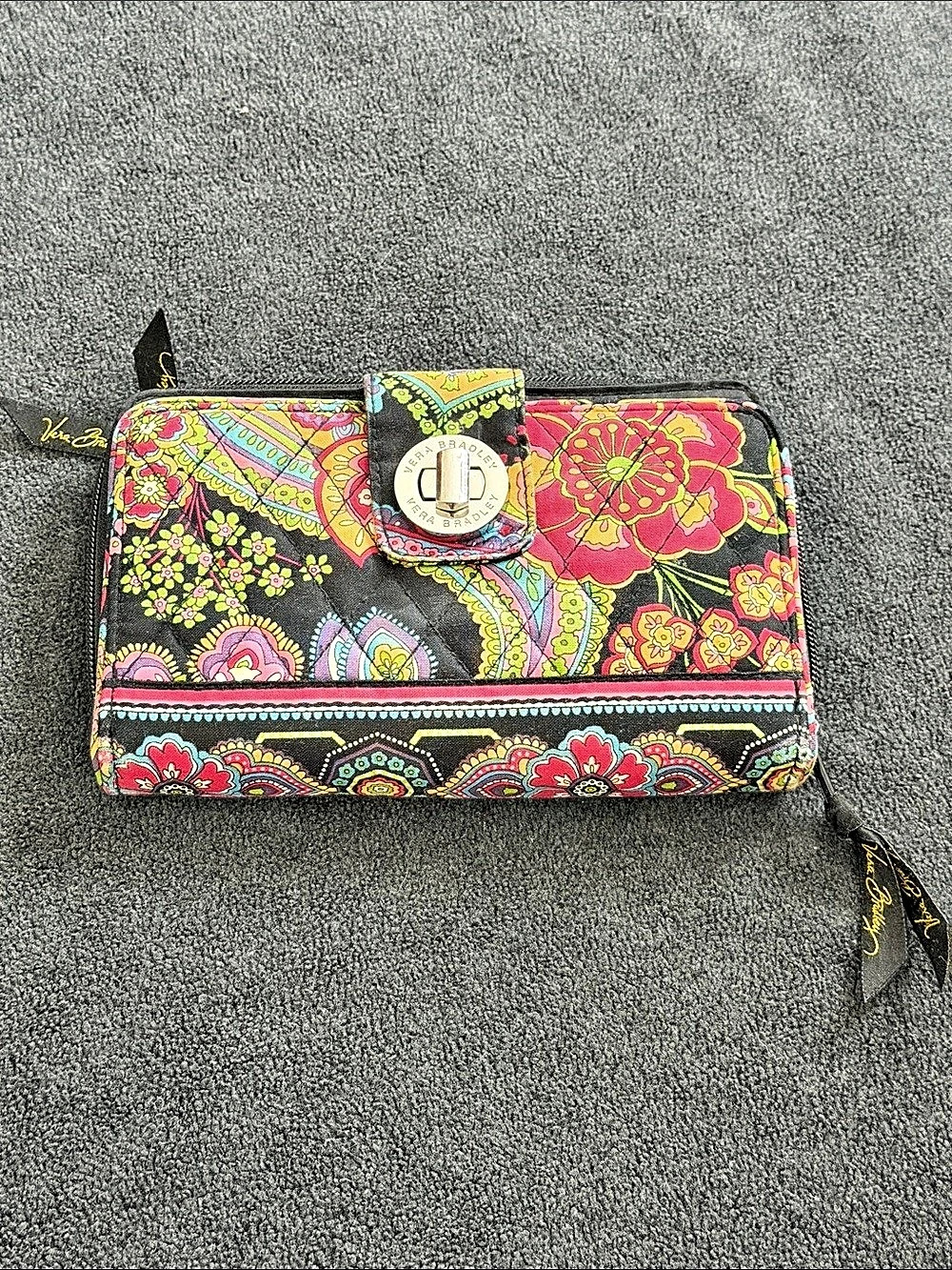 Vera Bradley Turnlock Wallet Paisley Multicolor & Black